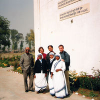 With some students in Mother Theresa Leprosy Home, New Delhi, India, 2002