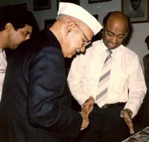 President of India, Dr. Shanker Dayal Sharma releasing Dr. Singh's two books, New Delhi.