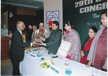 Prof. Dr. Sir B.K. Singh being honoured by the prestegious "Hind Rattan Award" in New Delhi on the eve of the Republic Day of India, 2010